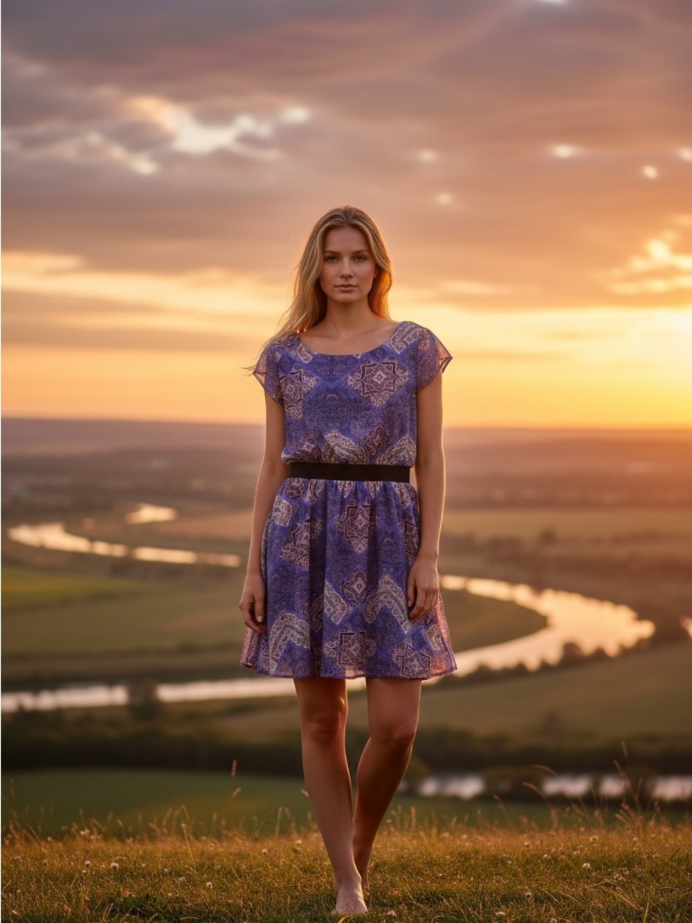 Xhilaration Lavender Paisley Dress Sz M